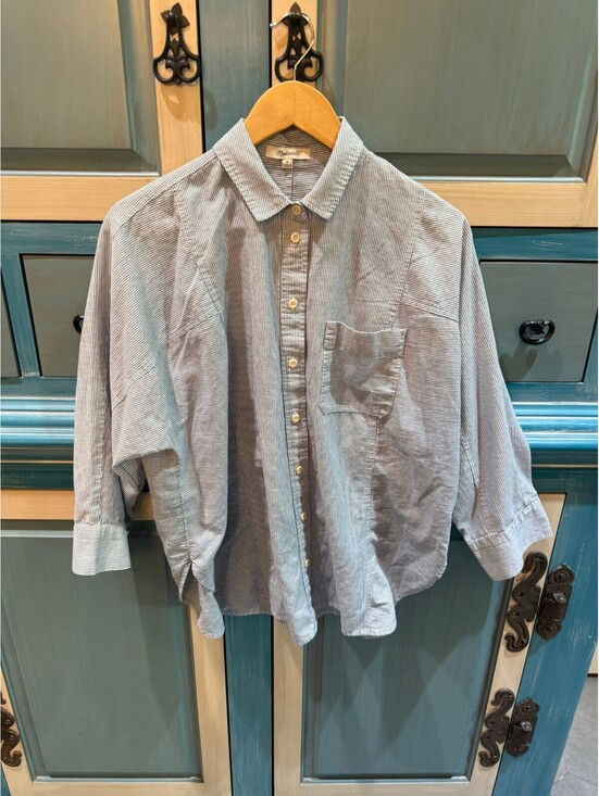 Madewell Tops - Madewell Cotton Blend Striped Oversized Button-Down Shirt, Medium